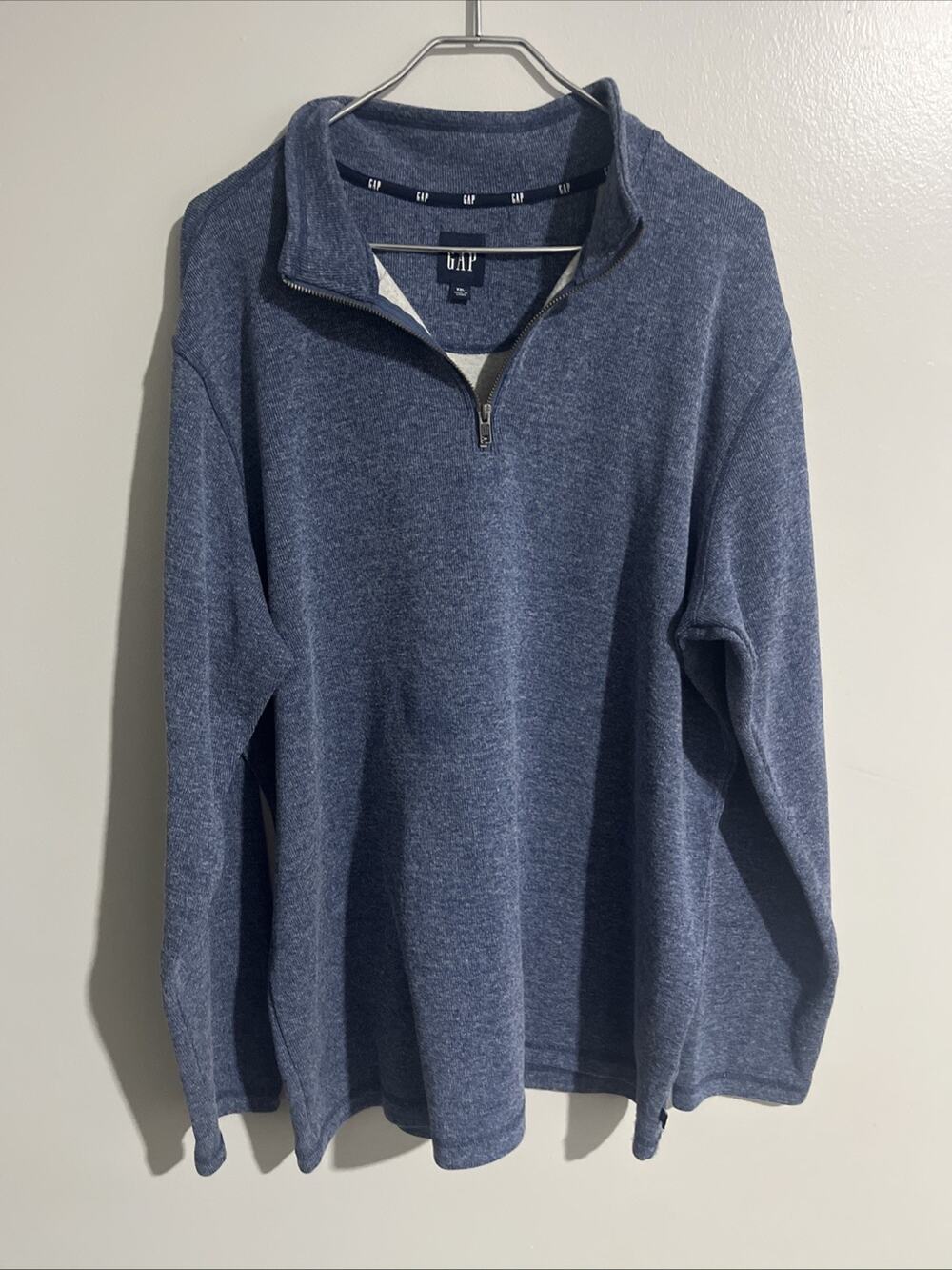 Gap Knit 1/4 Zip Men's Large Blue Pullover Men’s Size XXL Academia Sweater
